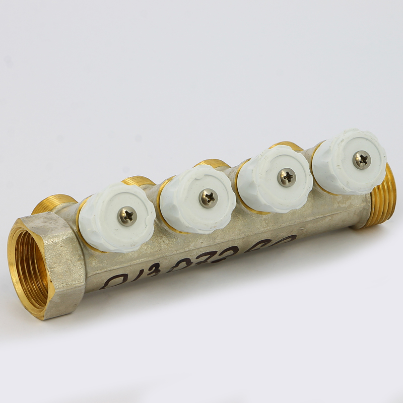 Коллектор НВ 1" с вентилями никелированный EMMETI 4 выходаМ24х19 36мм 01307290 - Вид №2