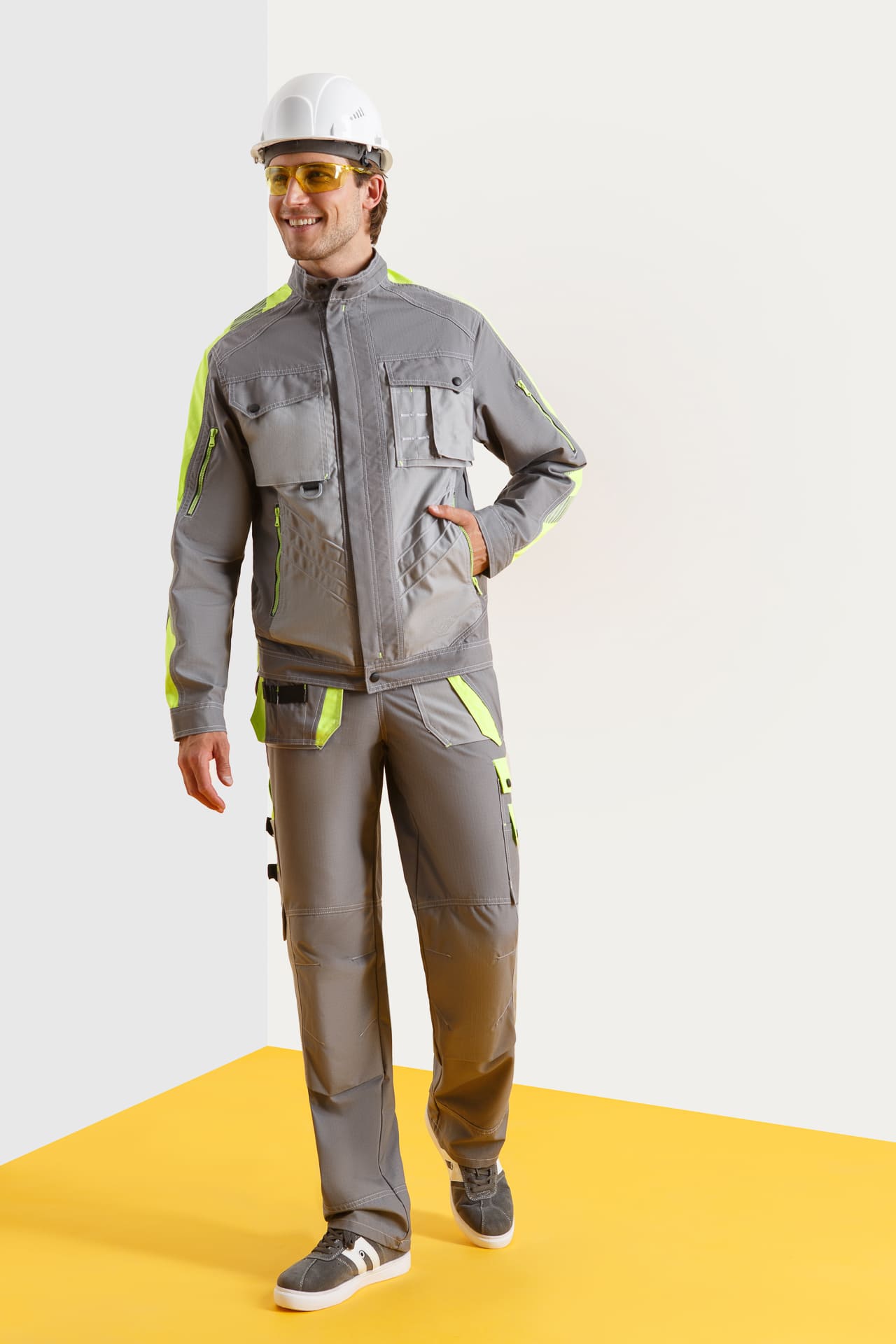 68817 Костюм "Прогресс" темно-серый светло-серый с лимонным  Летняя спецодежда  размер 52-54/170-176  - Вид №8