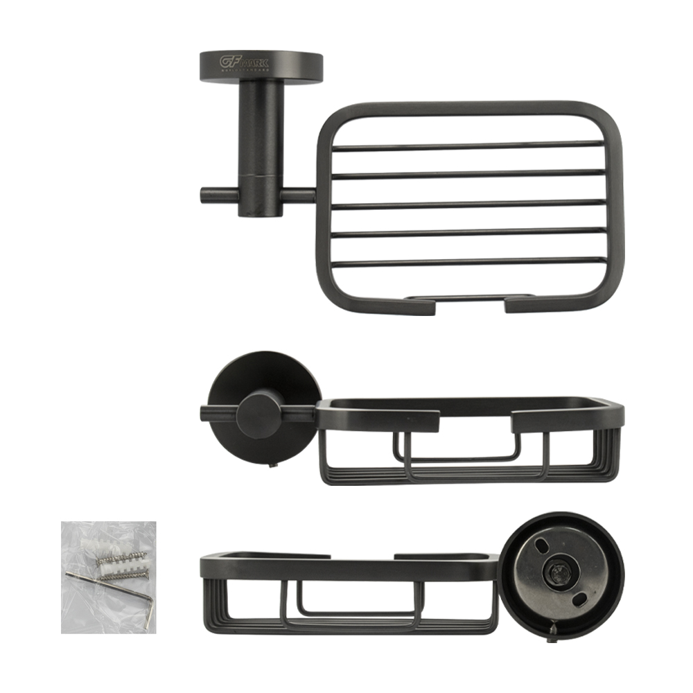 GFmark - Мыльница металлическая, решетка, на основании ГРАФИТ, с креплением к стене, код: 78007  - Вид №3