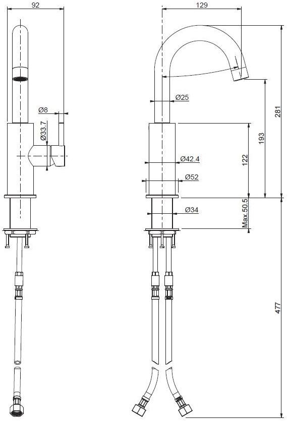 Super Inox Смеситель для умывальника, однорычажный, с регулируемым изливом Dmb 0031260x - Вид №1