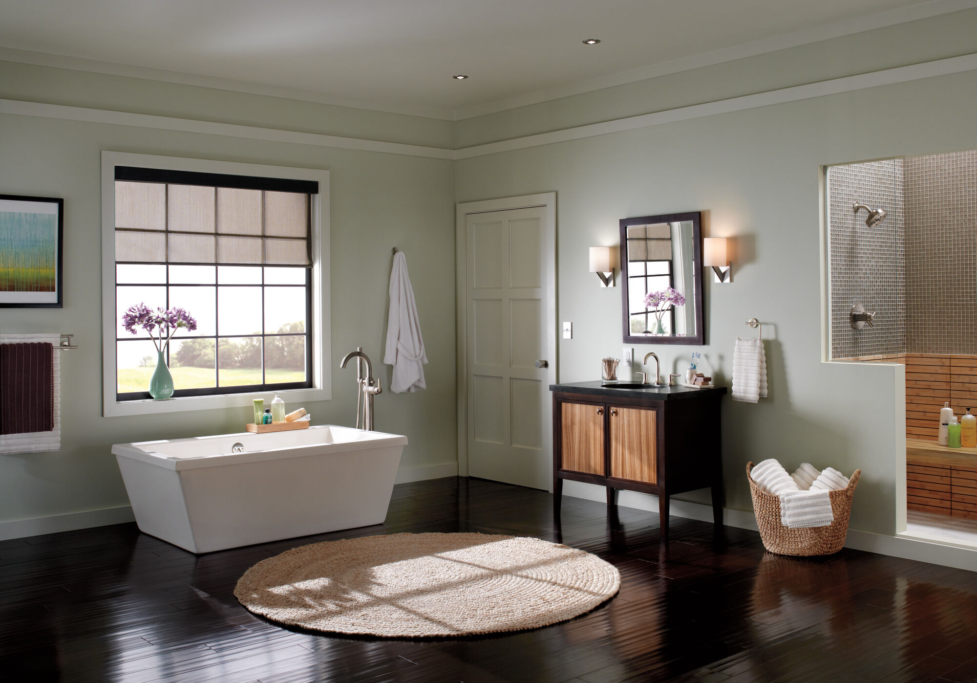 T4759-SSFL Напольная накладка для ванны с одной ручкой и ручным душем Delta Faucet Delta Нержавеющая сталь - Вид №1