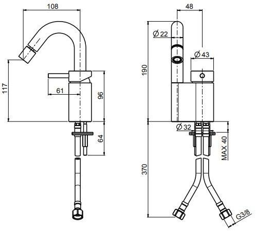 Quadrodesign Смеситель для биде с регулируемым изливом Ottavo sun-id-1351969 - Вид №1