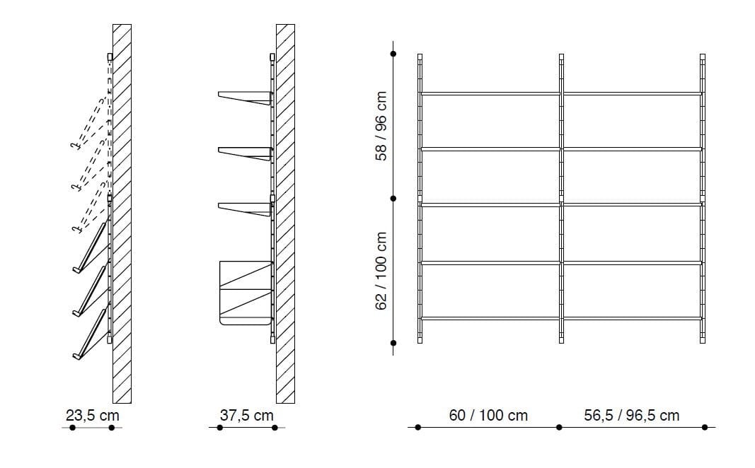 Секционный настенный книжный шкаф Caimi Brevetti Сократ ARCH-00141334 - Вид №3