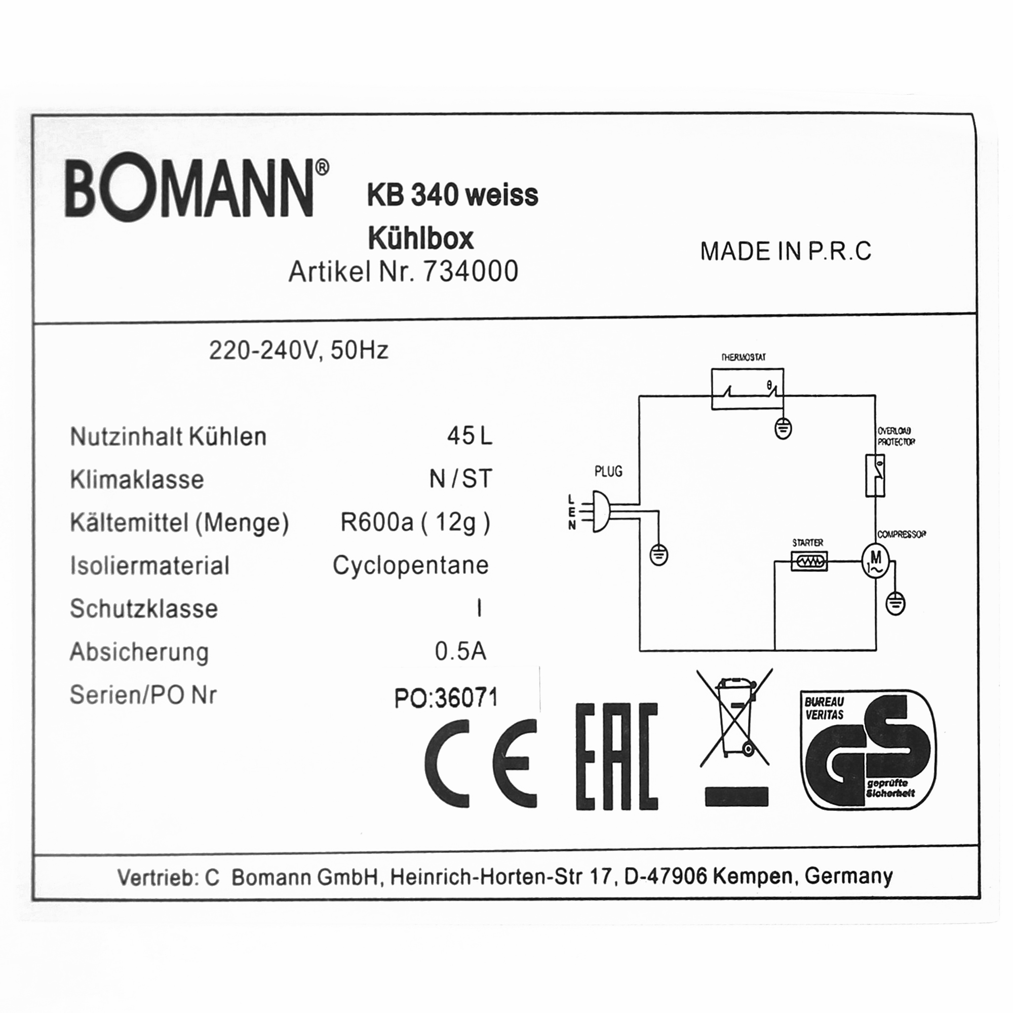 8176388 Холодильник компактный   Bomann KB 340 weis белый STDN-0096608 - Вид №10