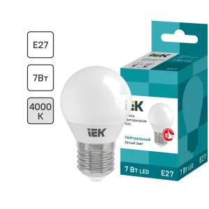 Лампа светодиодная IEK Шар G45 E27 7 Вт 230 В 4000 К свет холодный белый 81944920 STLM-2170833