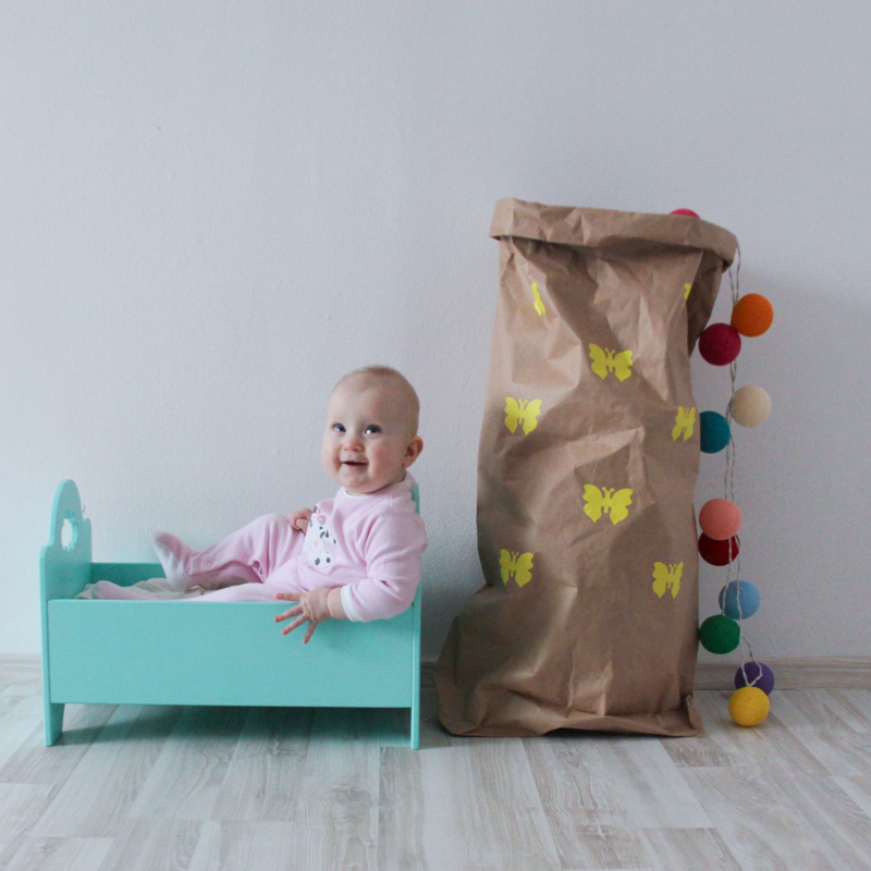 Эко-мешок для игрушек Small Butterflies из крафт бумаги VAMVIGVAM  282000 Белый;бежевый Santreyd  - Вид №1