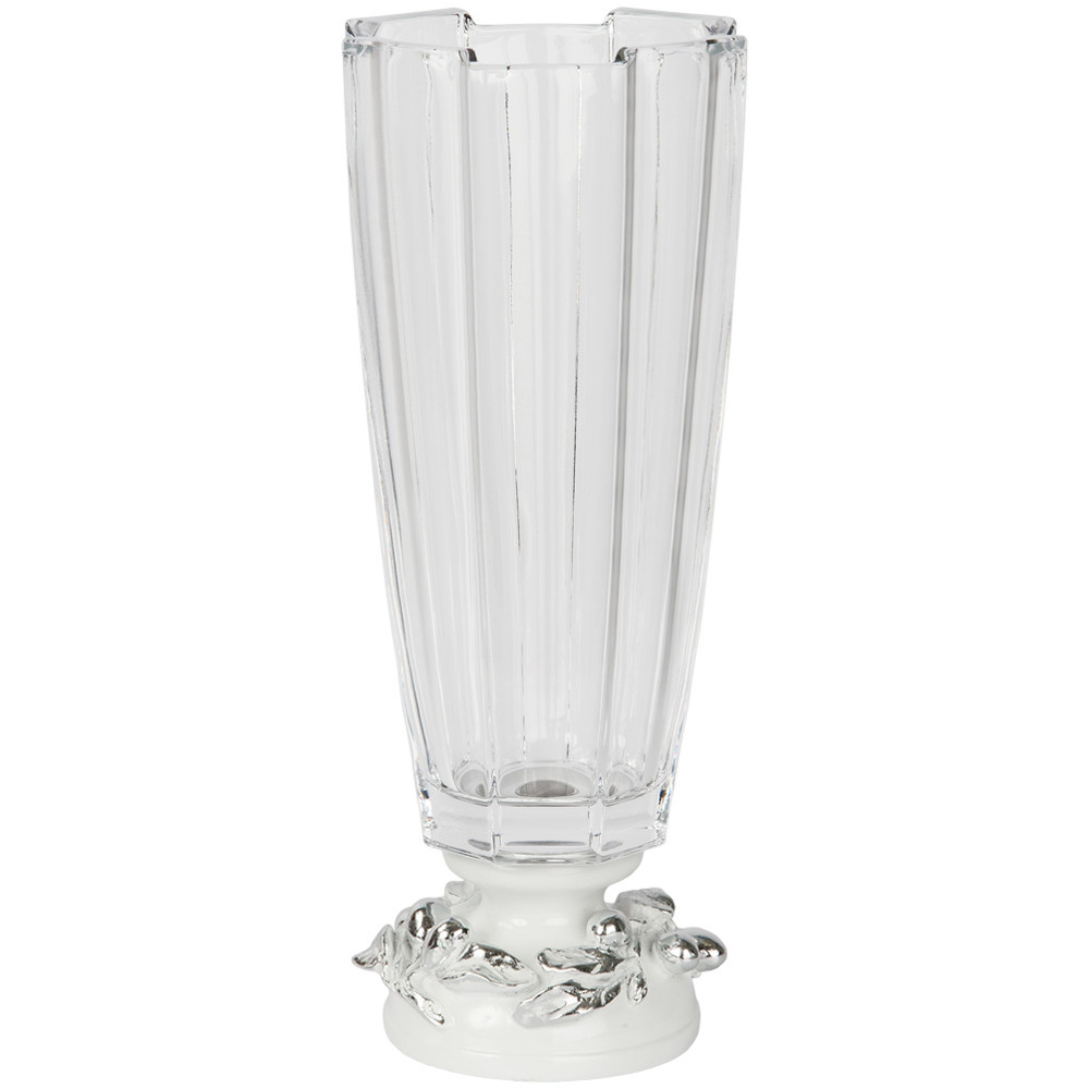 52107 BOGACHO Ваза Oliva Branch Silver мрамор, стекло  - Вид №1