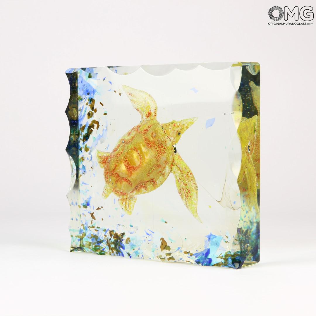 2801 ORIGINALMURANOGLASS Скульптура Аквариум с черепахой - Original Murano Glass OMG 17 см  - Вид №1