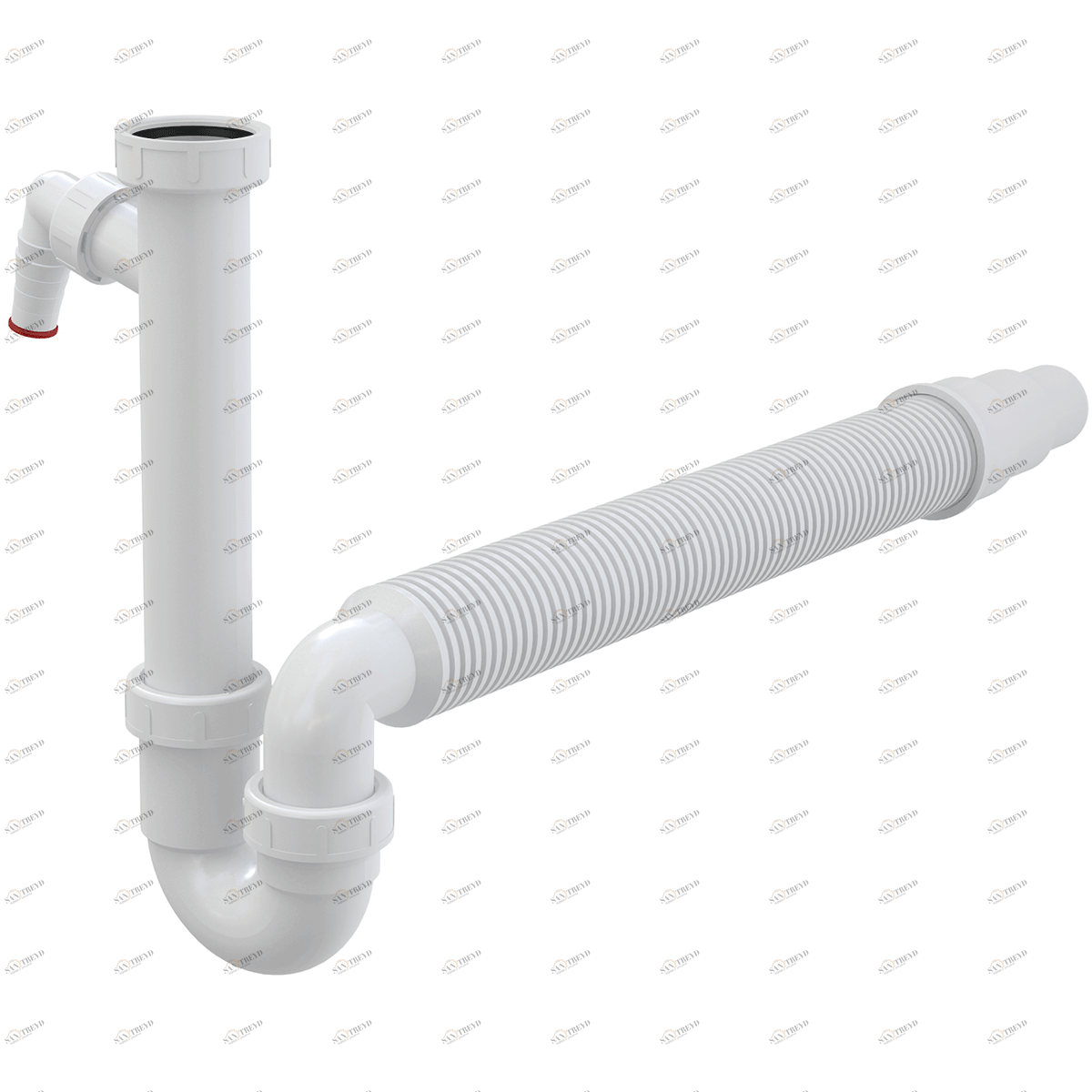 Сифон трубчатый с накидной гайкой 6/4" со штуцером и гофрой ALCAPLAST A83DN5040