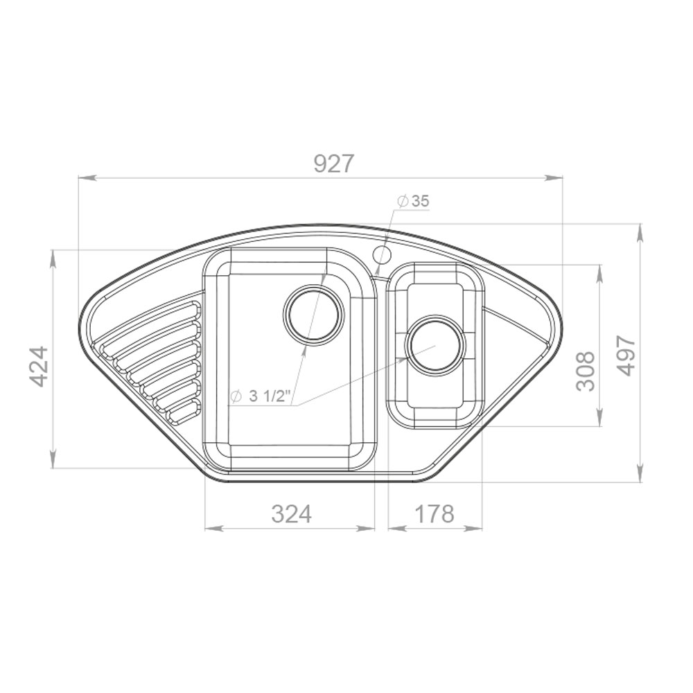 RQ987 белый Мойка кухонная прямоугольная Raiber  - Вид №1