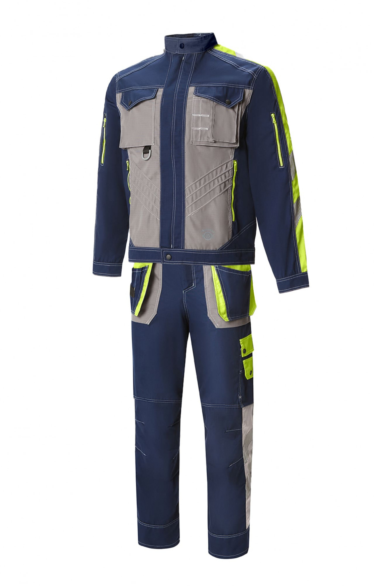 68844 Костюм "Прогресс" темно-синий с серым лимон  Летняя спецодежда  размер 52-54/170-176 