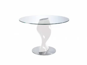 Обеденный стол круглый стеклянный белый 130см B065 от Angel Cerda ANGEL CERDA  00-3865625 Белый;прозрачный;хром