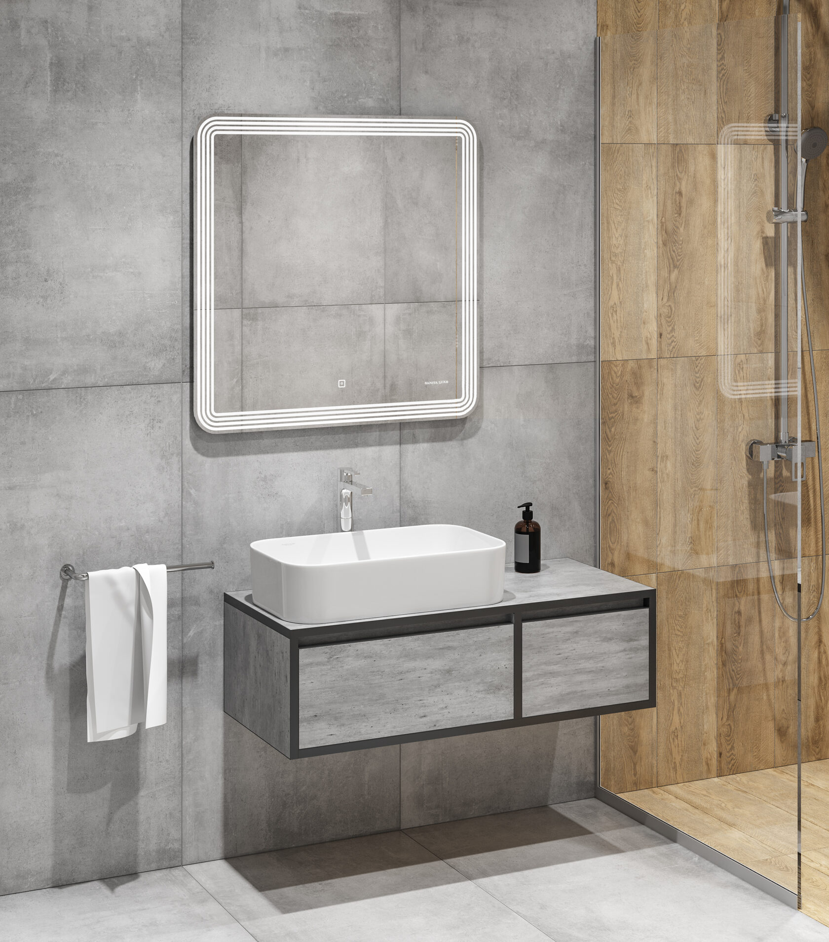 Тумба подвесная Infinity 100 - 20 бетон SANITA LUXE INFSLCW10023021W1 - Вид №6