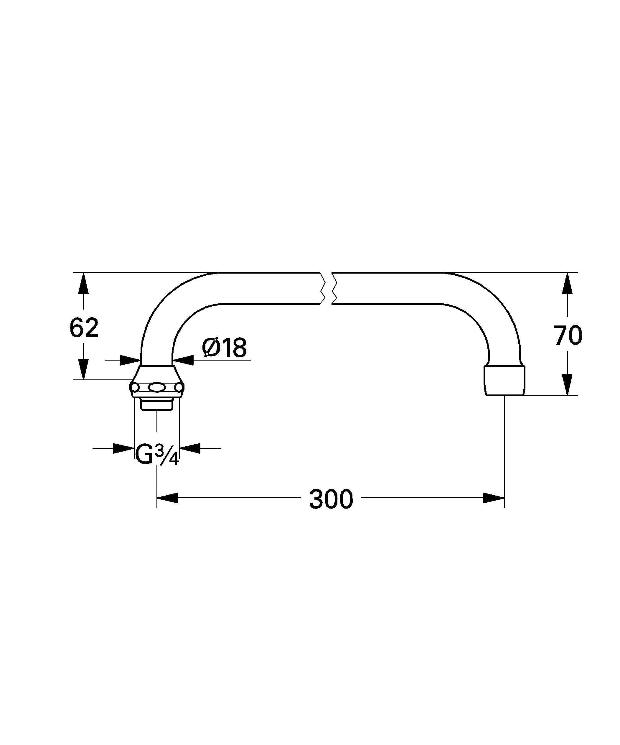 Излив для настенного смесителя для кухни GROHE, хром (13034000) Spare Parts - Вид №1