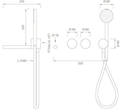 Ceadesign Настенный комплект из 2 прогрессивных смесителей для ванны Opus Ops 25h - Вид №1