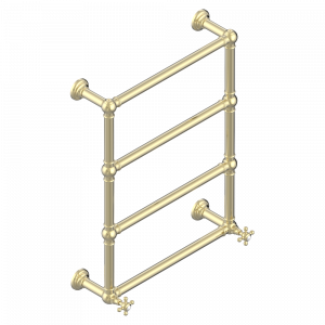G25-TWT4H2 Полотенцесушитель Традиционный, 4 перекладины, 625 мм x 825 мм, водяной, с 2 декоративными крестовыми рукоятками Thg-paris 1900 Светлое золото