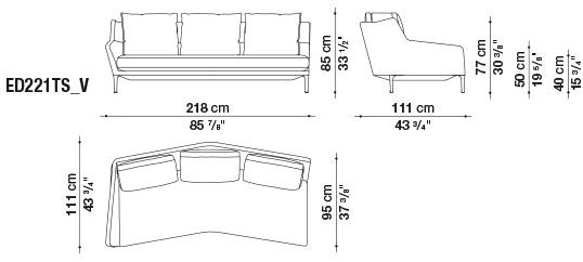 B&B Italia Диван из ткани с шезлонгом Édouard EDOUARD sun-id-1511183 - Вид №6