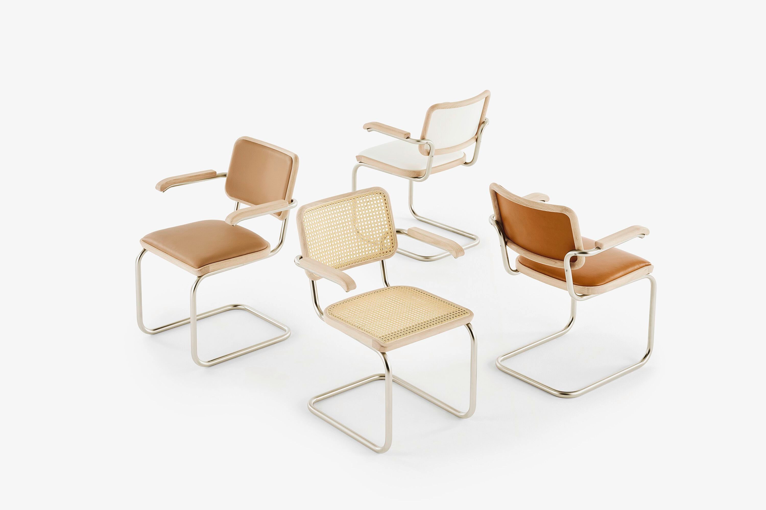 Стальной и соломенный консольный стул THONET JS. THONET ARCH-00102411 - Вид №2