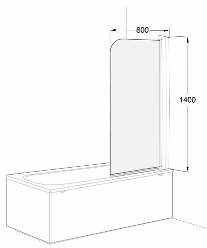 59970290 IFO Space стенка ванны SPXK, SPXK 800 x 1400 алюминиевый профиль - Вид №1