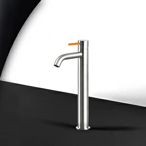 Смеситель для раковины сталь матовая с оранжевой ручкой Toki Radomonte TKS3SCIL14