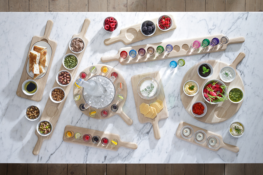 P216-08-517 Набор из 3 чаш на подставке paddle 40 см дуб LSA International  - Вид №2