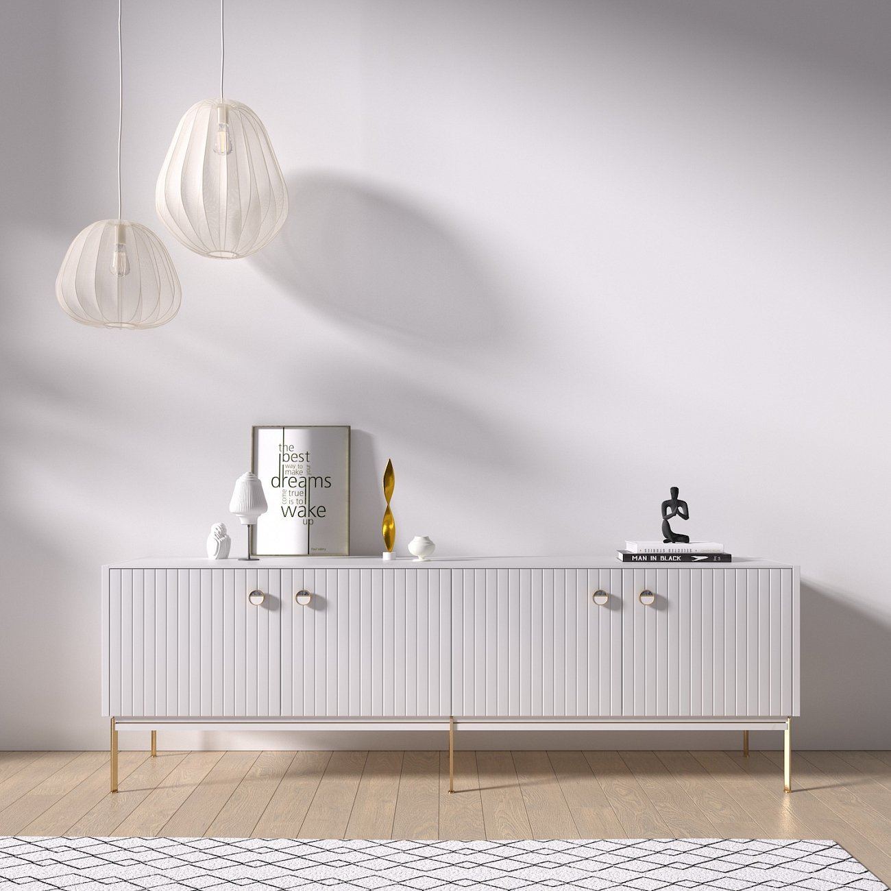 Тумба под телевизор белая 180х60 см Mio BRAGIN DESIGN LIVING 00-3974670 Белый - Вид №1