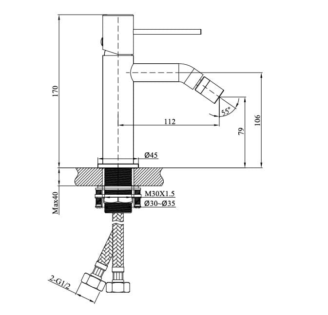 Смеситель для биде с одной ручкой Lablù Vico ARCH-00004857 - Вид №2