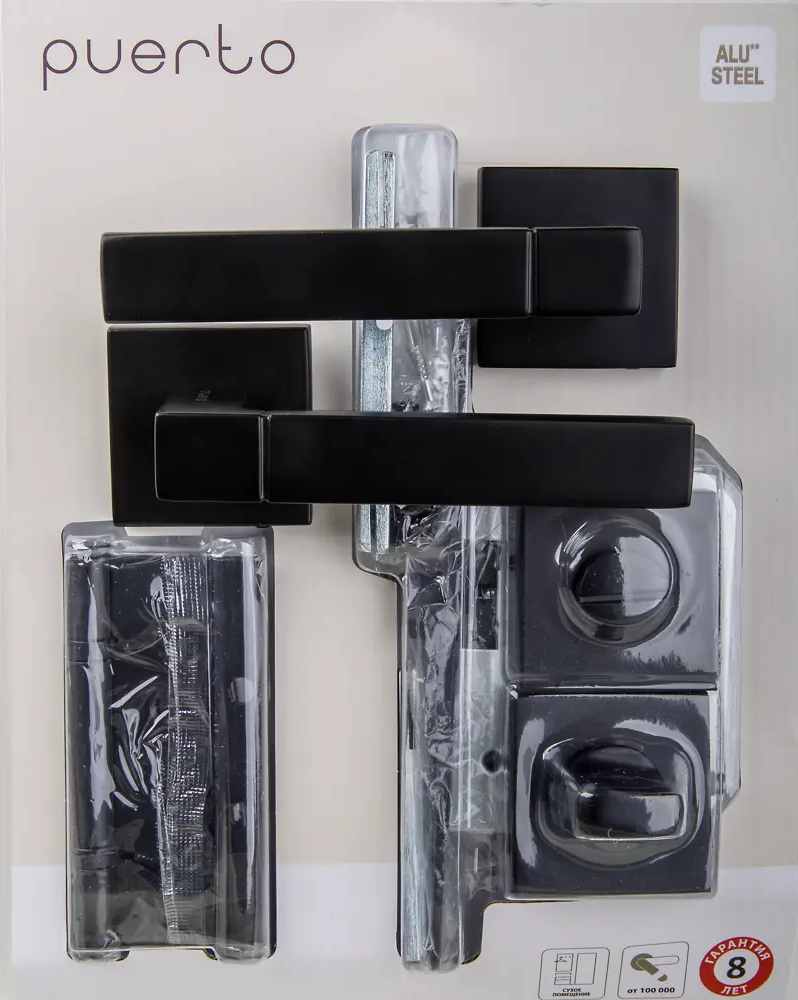 Дверные ручки Puerto классические в матовом черном цвете для межкомнатных дверей 88824777