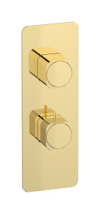 Комплект термостатической пластины и ручки Corallo для двухстороннего действия с вертикальным прямоугольным пластинчатым переключателем WE ARE IB eua616iineo_2 Pale Gold Aqua