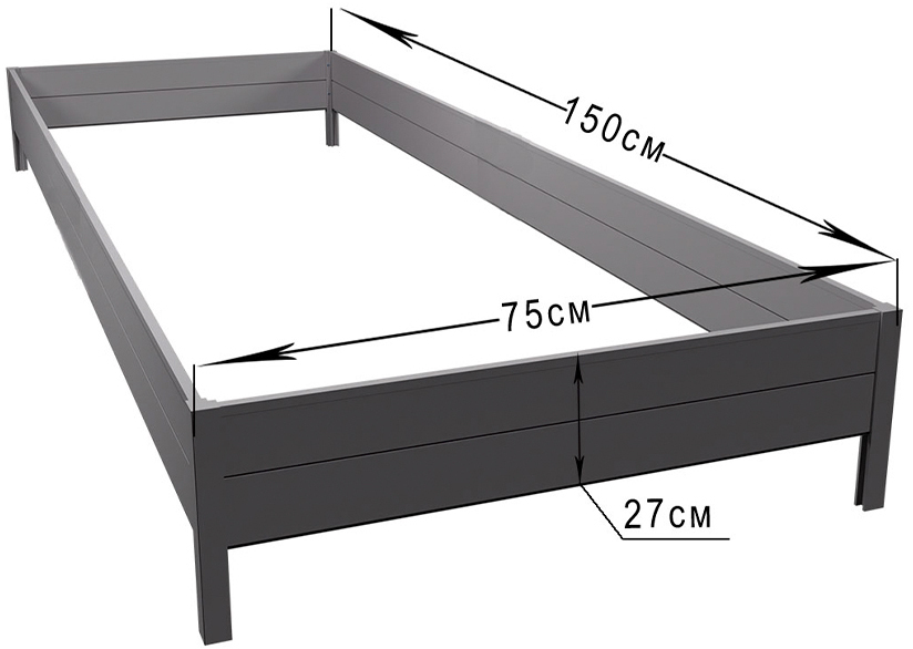 Грядка ПВХ 1,5 х 0,75 м, высота 27 см ГеоПластБорд