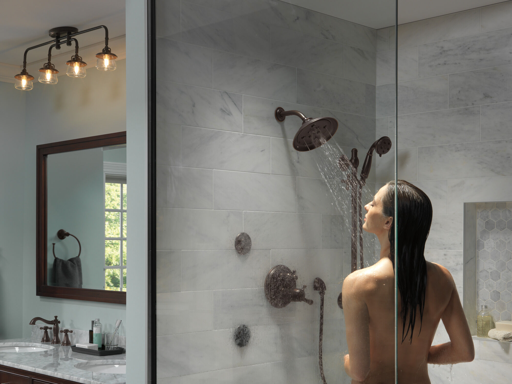 Традиционный трим клапана TempAssure® серии 17T с двумя рукоятками и встроенным дивертором с тремя положениями Delta Faucet T27T897-SS - Вид №29