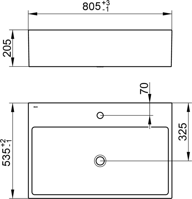 39061318001 Умывальник из минерального литья KEUCO Edition 90 - Вид №2