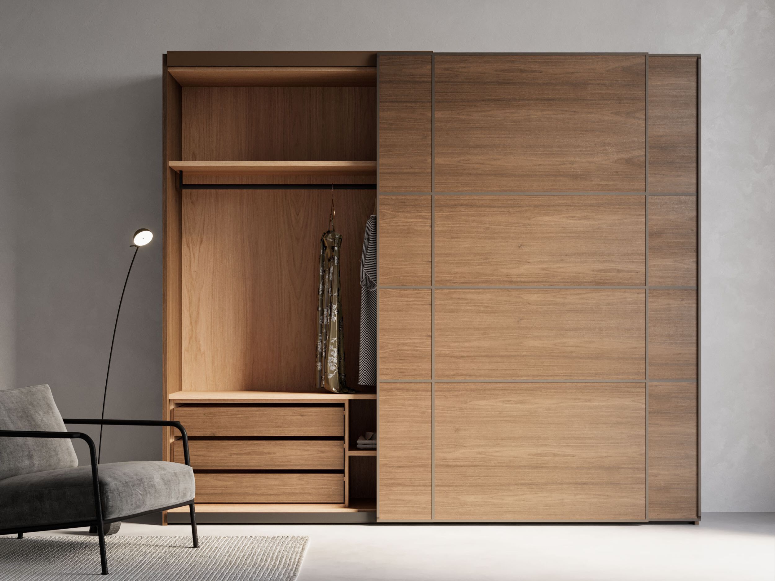 Шкаф из грецкого ореха с раздвижными дверями Arte Brotto ARCH-00011877 - Вид №1