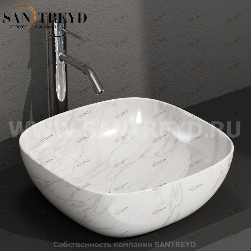 B6Q43AC Накладная раковина на столешницу  квадратная Ceramica Globo T-EDGE