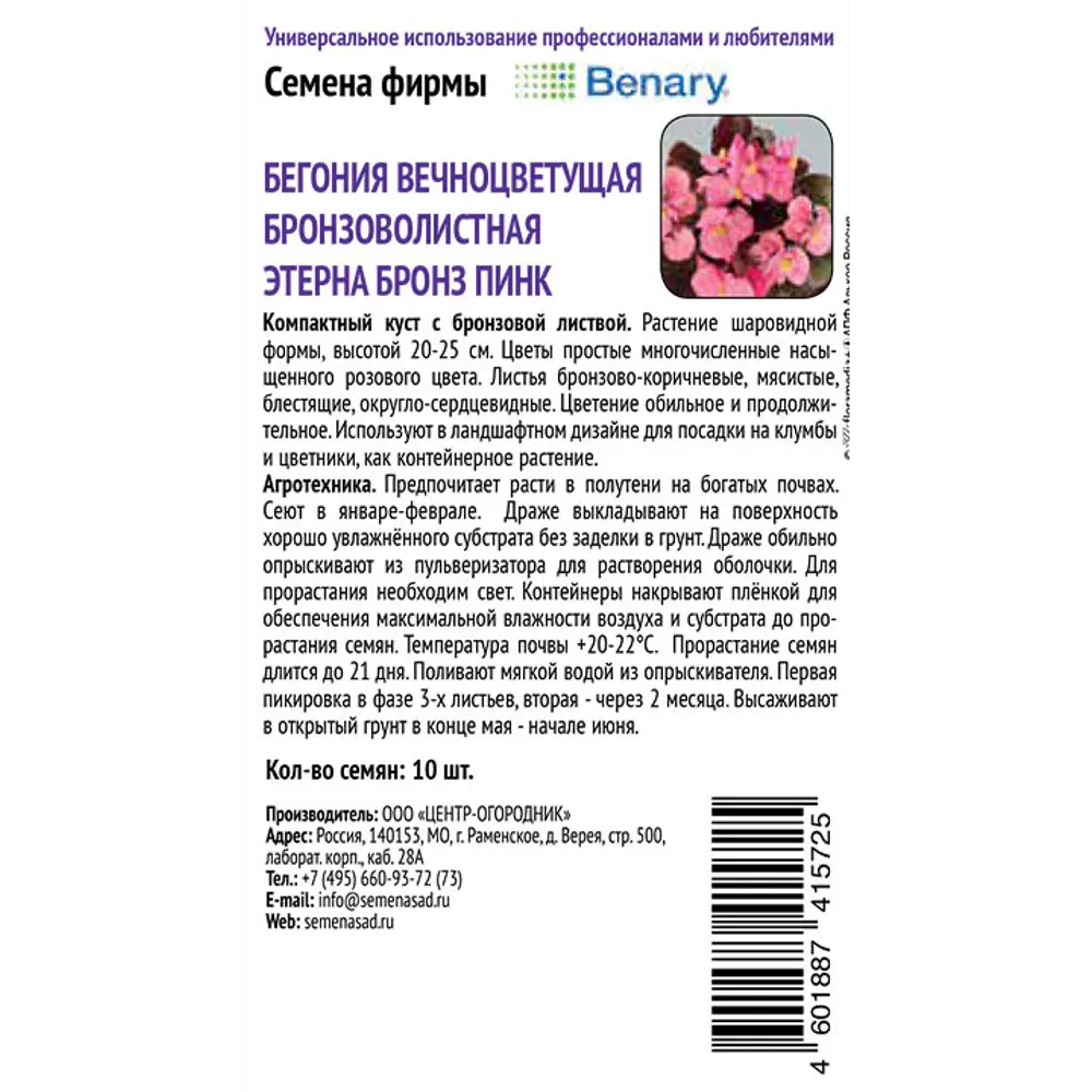 Бегония вечноцветущая Бронз Пинк от ПОИСК - рубиново-красный букет в бронзовой оправе 89401252 STLM-1563323 - Вид №1