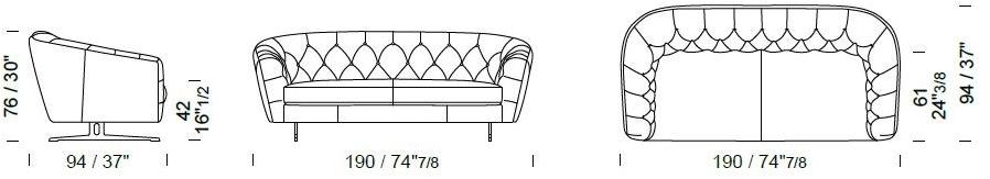 Borzalino Стеганый 3-местный кожаный диван New kap sun-id-1445400 - Вид №5