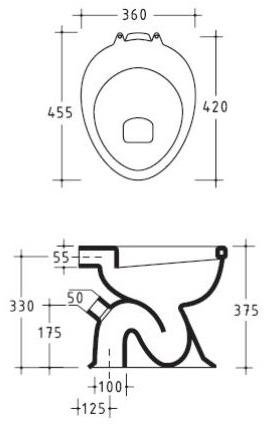 Приставной унитаз напольный Белый Galassia Comunità e disabilità Италия sun-id-1405752 - Вид №1
