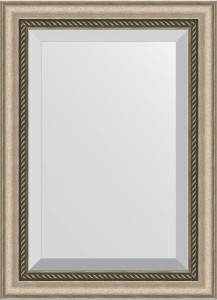 BY 1122 Зеркало с фацетом в багетной раме - состаренное серебро с плетением 70 mm EVOFORM Exclusive