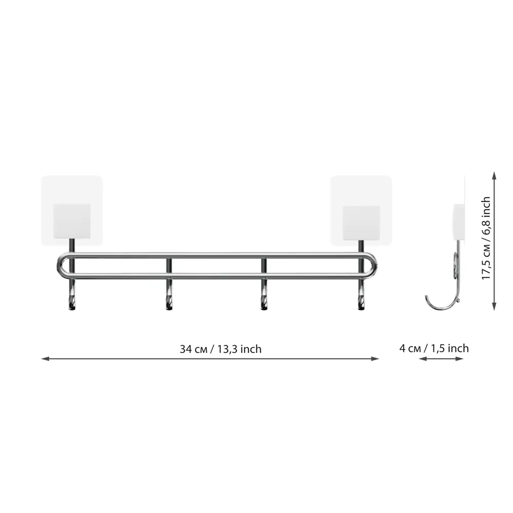 Держатель для полотенца Lemer You Color 5 крючков нержавеющая сталь цвет хром Нет STLM-2088623 - Вид №5