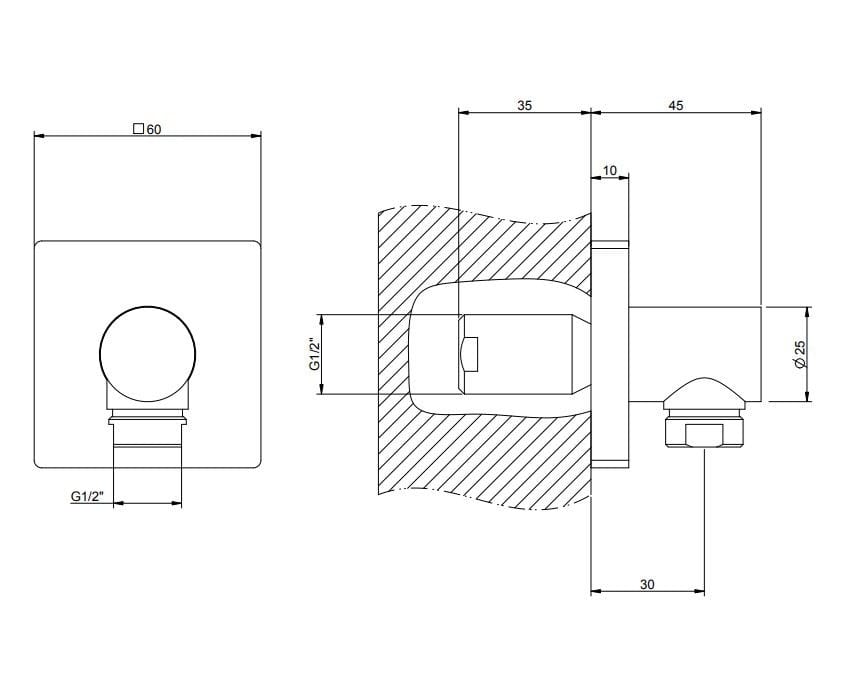 Держатель для душа из латуни с водоотводом Gessi рельеф ARCH-00142987 - Вид №2