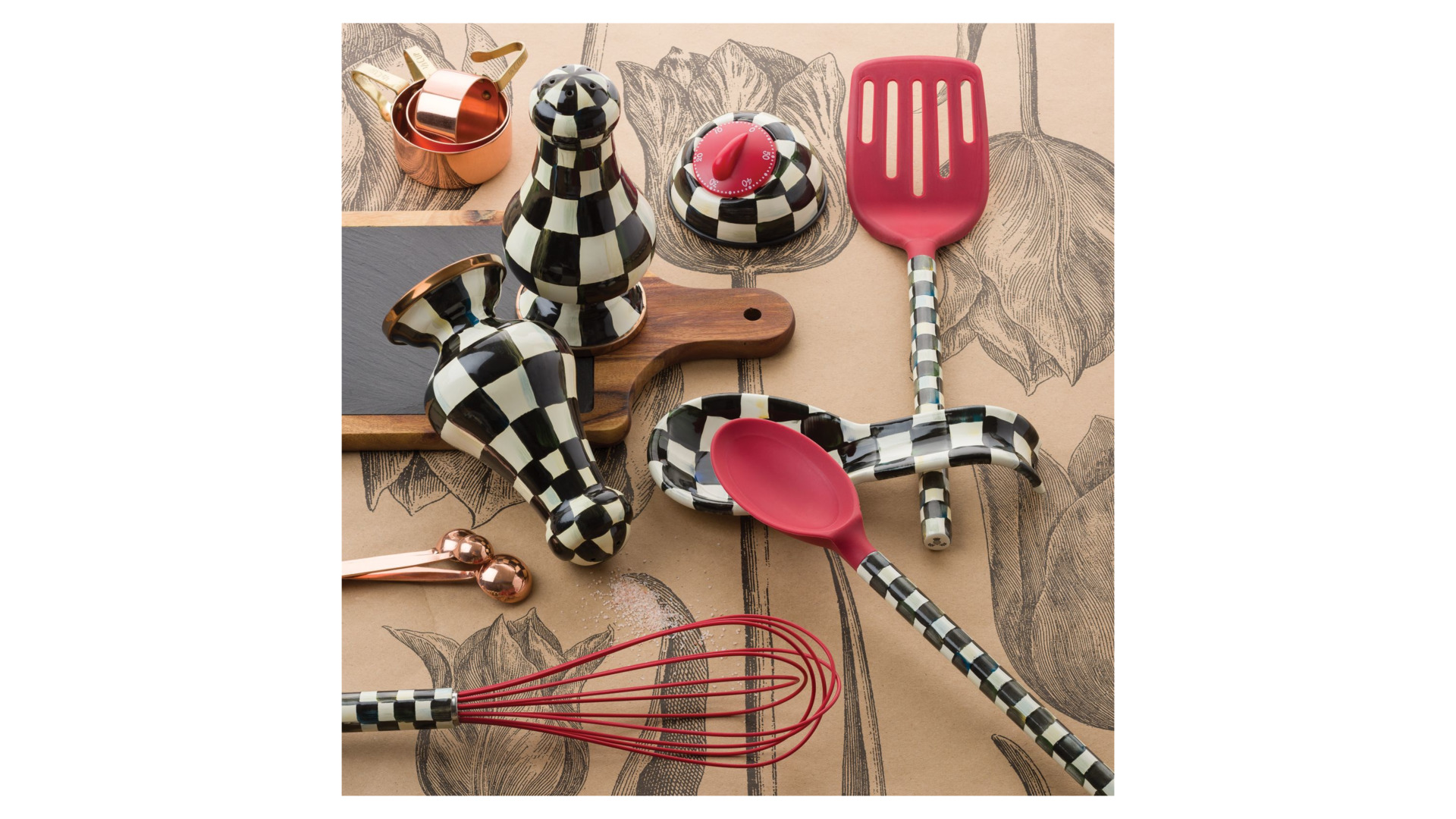 10654507 Mackenzie-Childs Набор солонка/перечница большой Courtly Check Сталь  - Вид №2