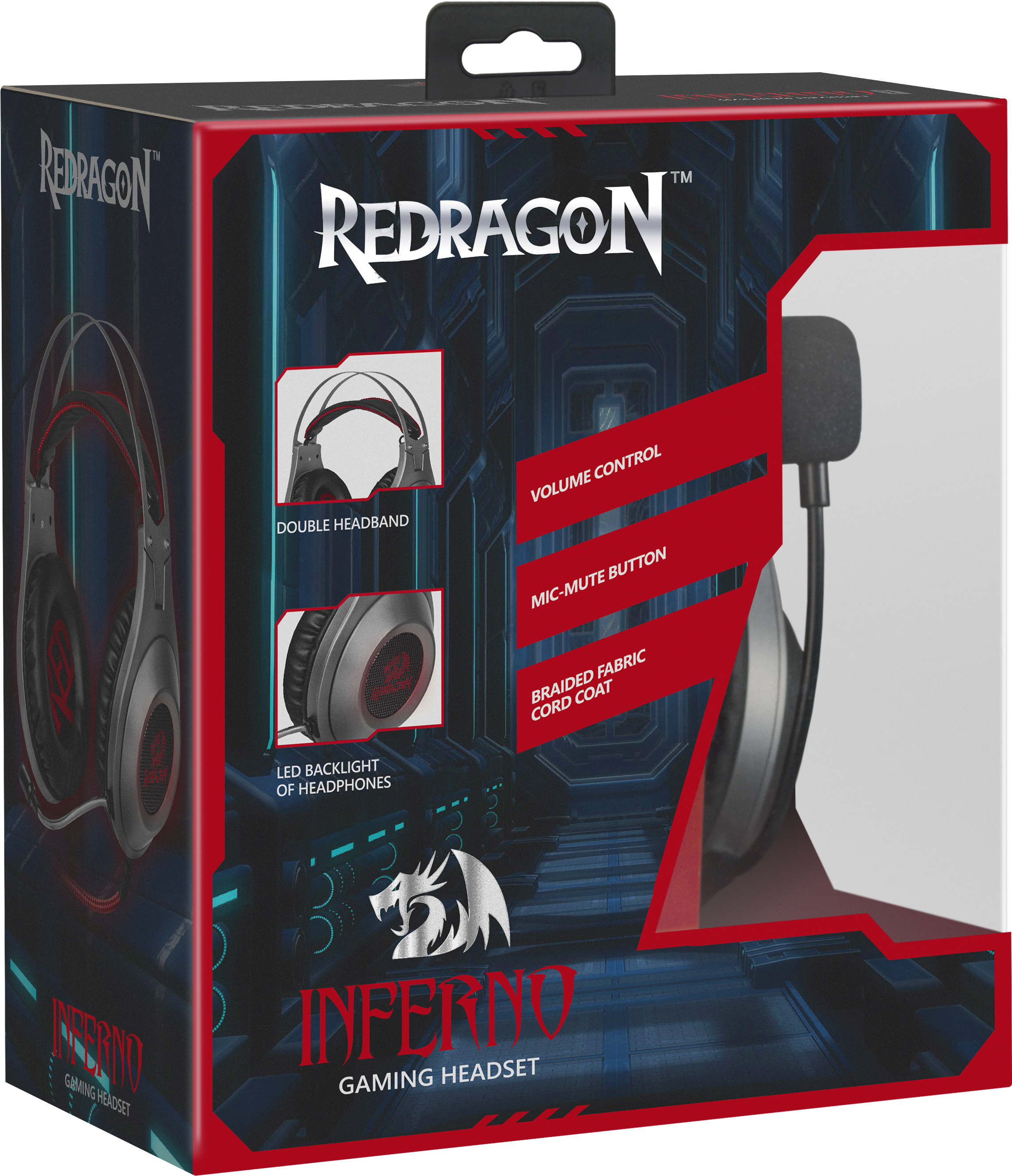 64216 игровая гарнитура inferno металлик, провод 2 м Redragon Santreyd  - Вид №4