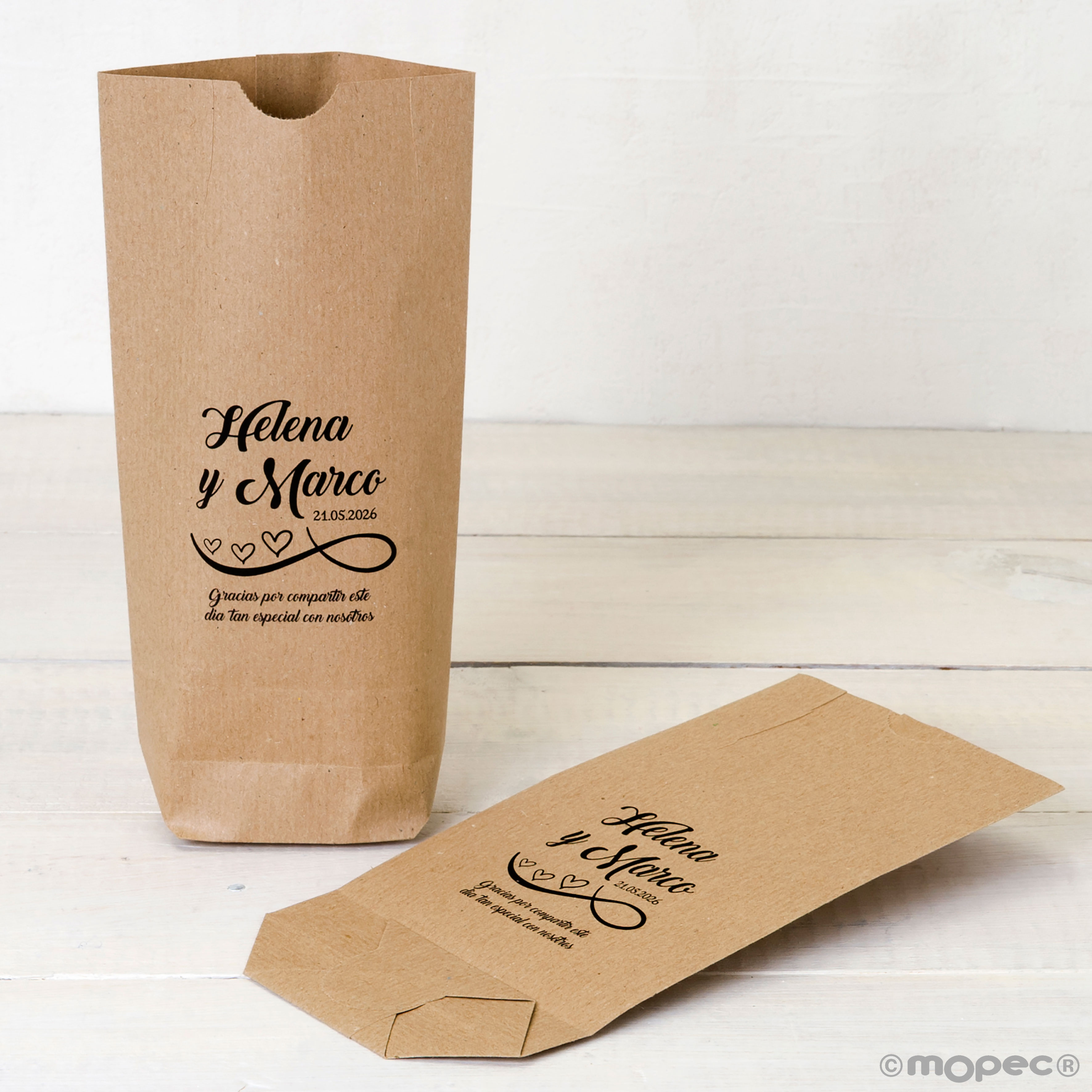 E107.07.1 PERS Индивидуальная сумка kraft «спасибо за поделиться…», 50 единиц Dekoraniaevents Bodas  - Вид №2