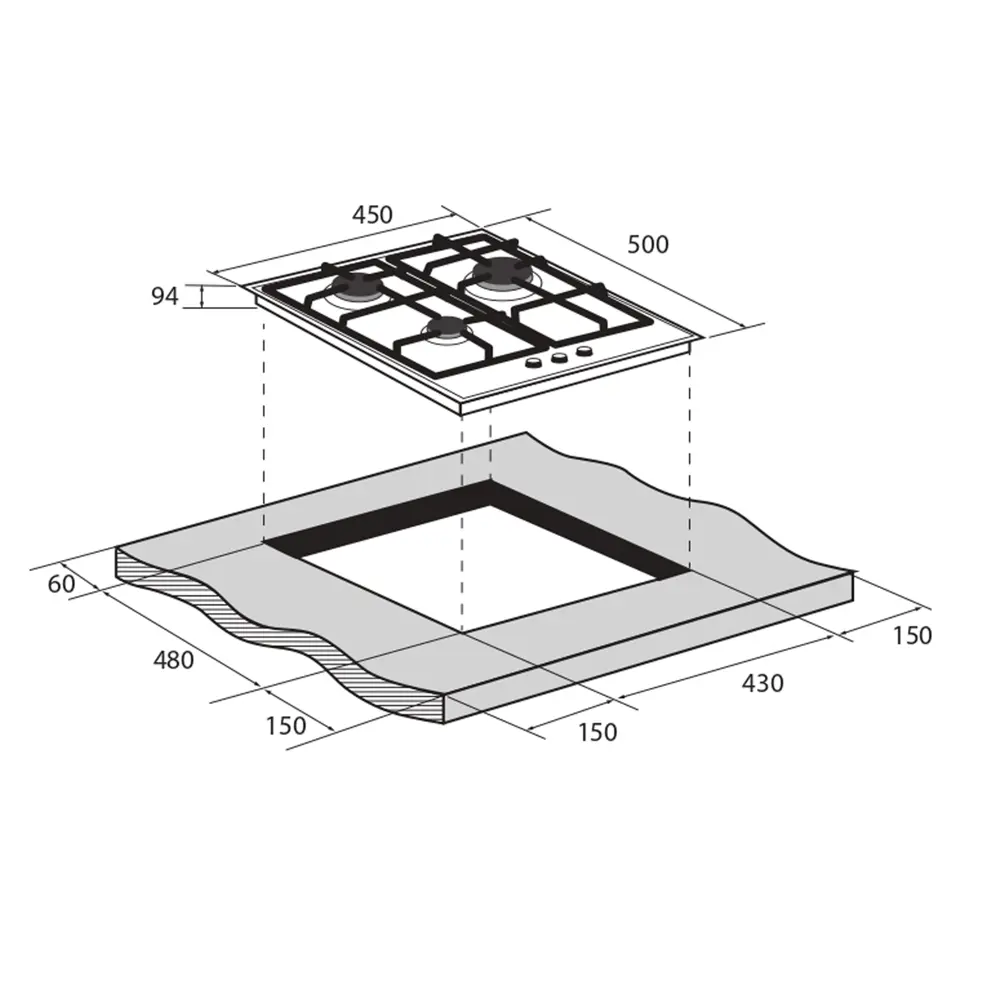 Газовая варочная панель Zugel ZGH453X 45 см 3 конфорки цвет серый STLM-2137106 - Вид №5