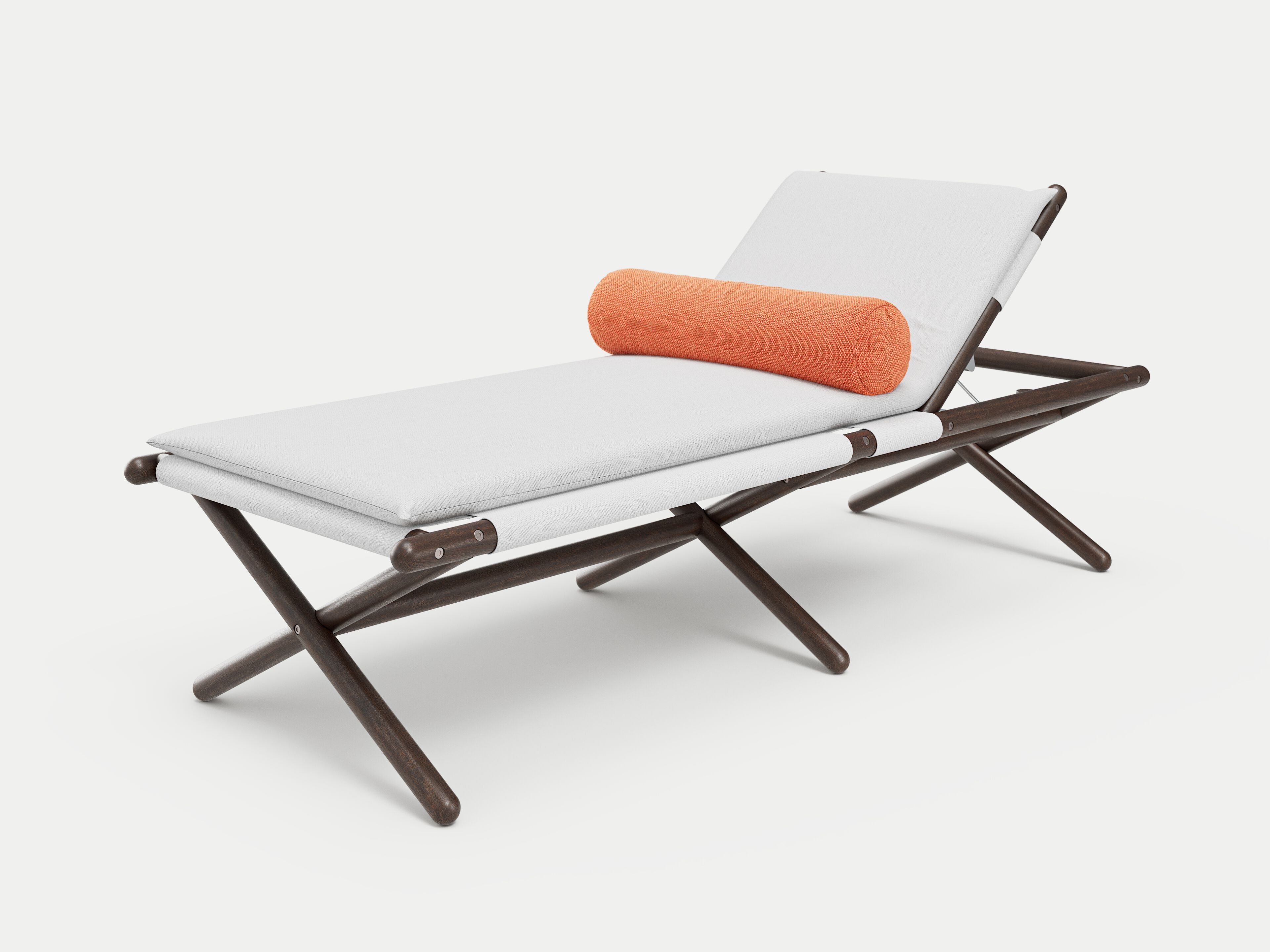 Садовая кровать с откидывающейся спинкой из красного дерева и ткани Exteta Razzi ARCH-00063260