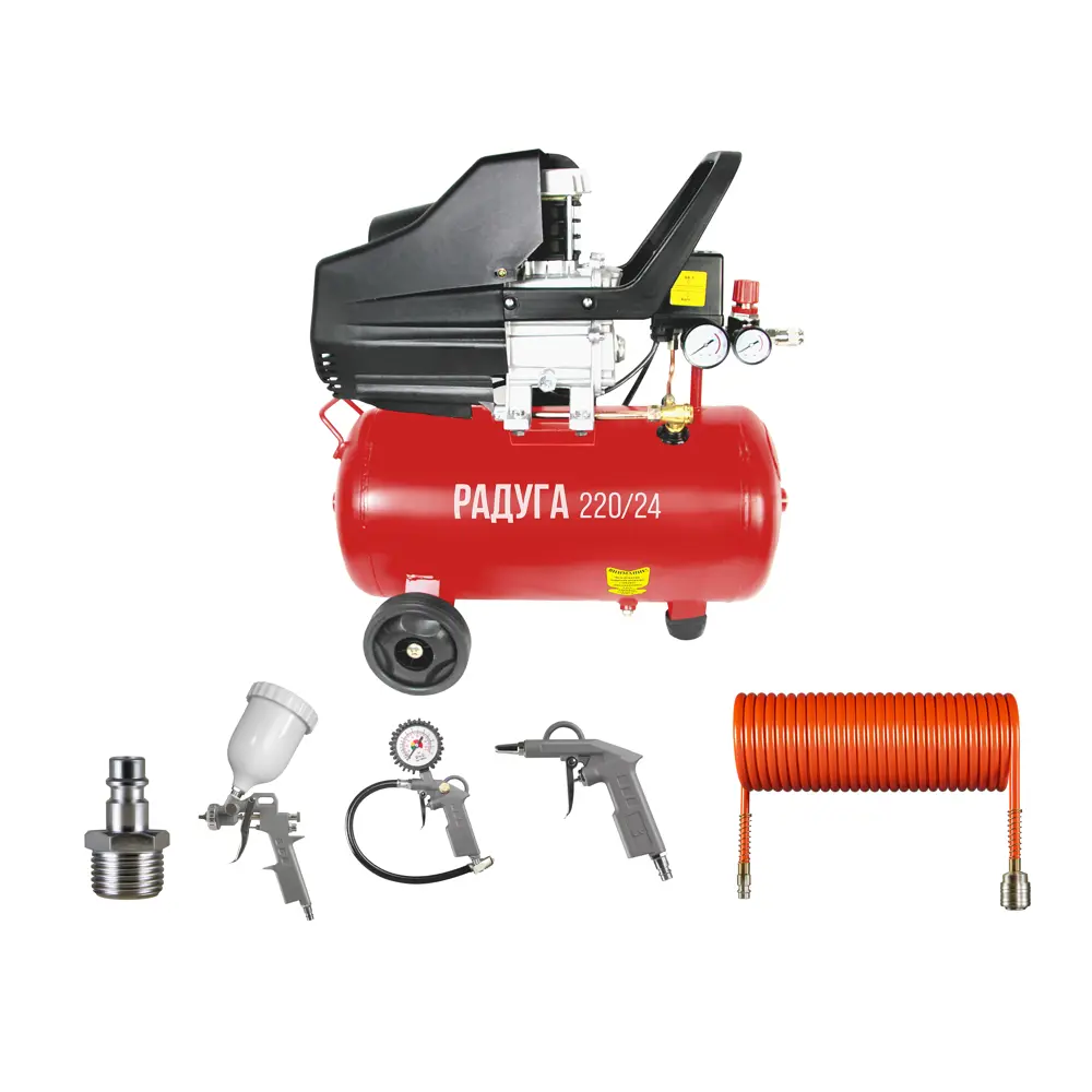 Компрессор с аксессуарами 24 л 220л/мин. 1.5 кВт FoxWeld STLM-2142778 - Вид №1