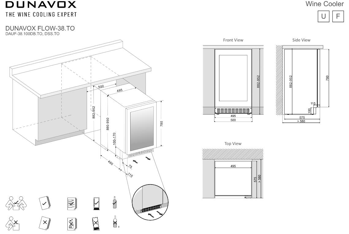 9179744 Винный шкаф Dunavox DAUF-38.100DB.TO черный STDN-0064199 - Вид №3