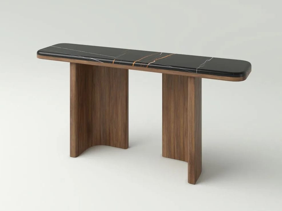 Консоль из орехового дерева с каменным верхом NITZAN HOME MEKO ARCH-00073352 - Вид №1