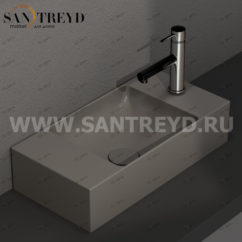 B6R52AT Подвесная раковина настенная прямоугольная Ceramica Globo T-EDGE серая