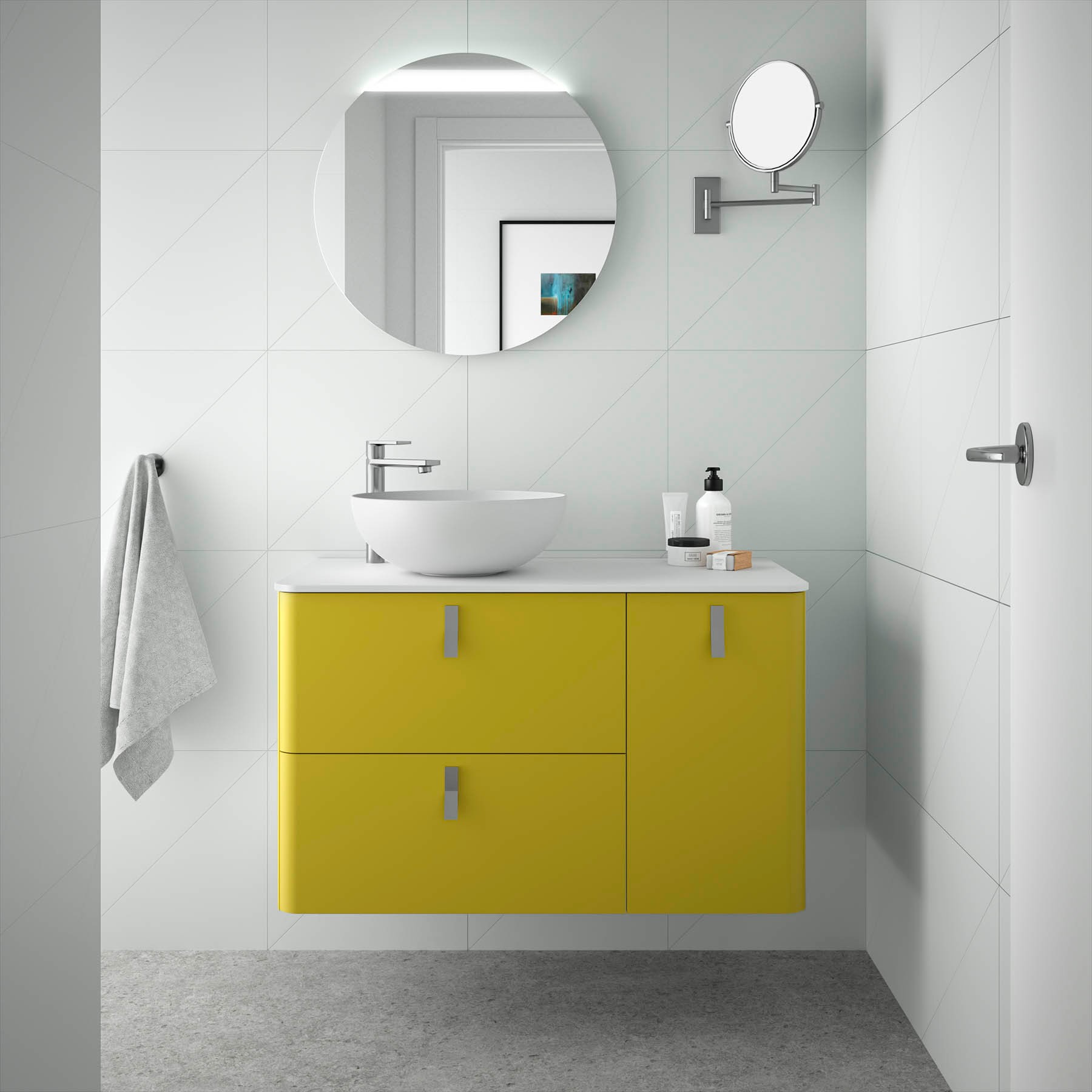 24623 SALGAR Мебель для умывальника UNIIQ 900 правая VERDE ÁCIDO Verde ácido 